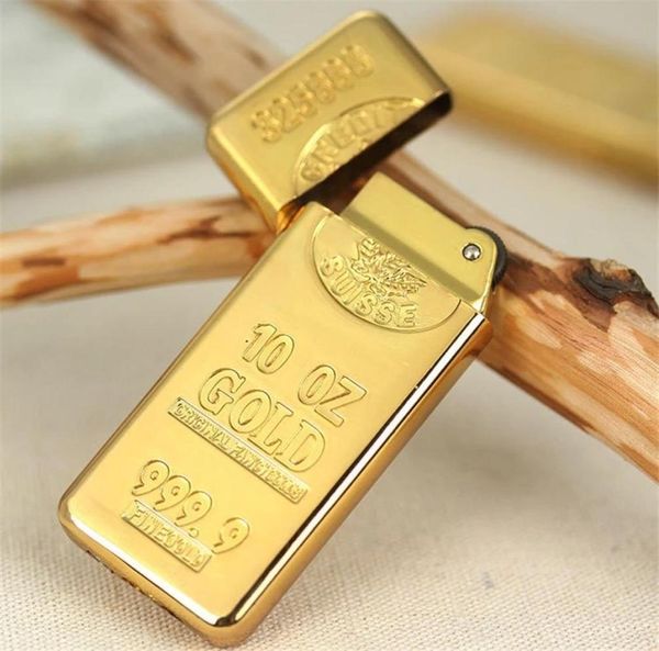 Lighters Cigarette Accessories Fashion Gold Bar Torche Forme Butane Gas Roue métal inventaire plus léger Whole5509691