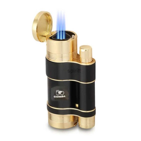 Briquets Cohiba allume-cigare de luxe coupe-vent gonflable gaz silex Jet flamme briquet grille roue allume-cigare accessoires pour fumer YQ240124