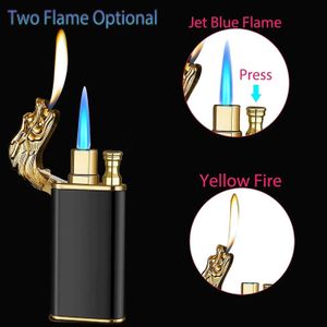 Lighters Cool Magic Dragon Double Flame Lampe de poche à l'épreuve du vent Spray à la lampe de poche pour l'extérieur et le butane rechargeable intérieur (non butane) S24513