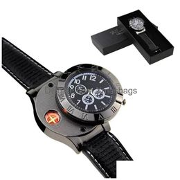 Briquets Creative Mens Watch Briquet électrique rechargeable USB Montres en métal Cigarette Torche Inventaire En gros Drop Livraison Accueil G Dhrfz