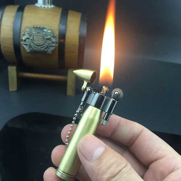 Briquets Creative rétro Mini balle briquet feu métal essence briquet porte-clés pendentif flamme kérosène briquet hommes Gadget 240325