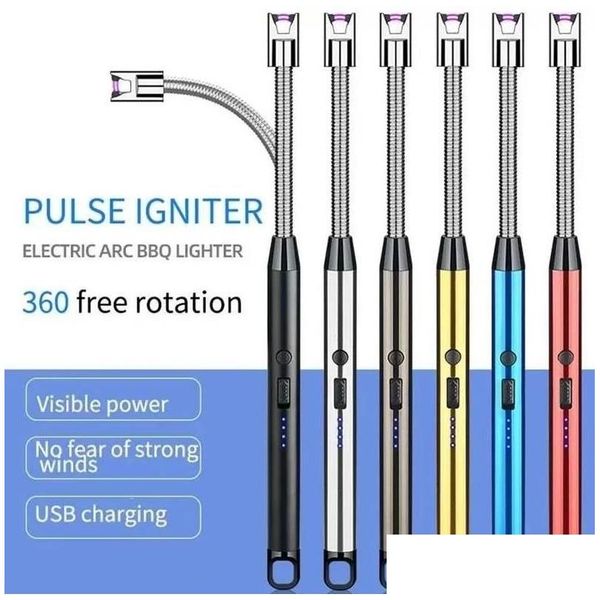 Encendedores Eléctrico Recargable Largo Cocina Encendedor Para Estufa A Prueba De Viento Led Arco De Plasma Vela Sin Llama Inusual Al Aire Libre Inventario Dd Dht78