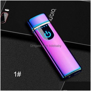 Aanstekers Mode Winddicht Elektronische Sigarettenaansteker Vlamloze Touch Sn Schakelaar Draagbare Colorf Usb Oplaadbare Gift Vt0638 Drop Dh04L