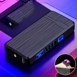 Briquets Empreinte digitale induite Double ARC USB rechargeable allume-cigare fil de dessin Surface Plasma briquet électrique Gadgets pour hommes GCUO
