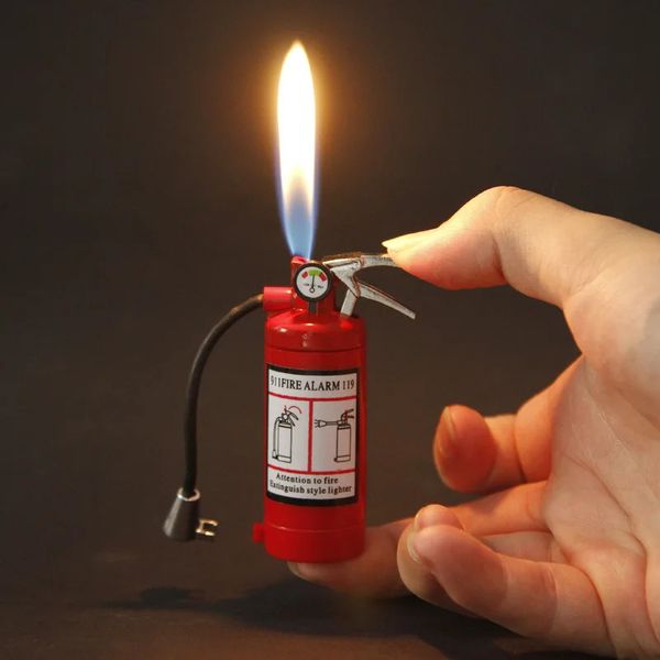 Briquets extincteur torche briquet métal Flash lumière sans tuyau de gaz Butane inhabituel gonflé cigare Cigarette 231216