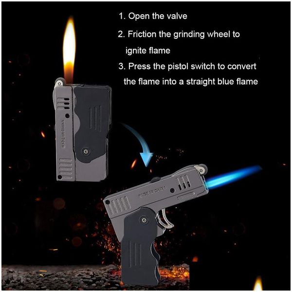 Lighters Double Flame à gaz de butane rechargeable plus léger et deux accessoires de cigarettes de nouveauté de nouveauté