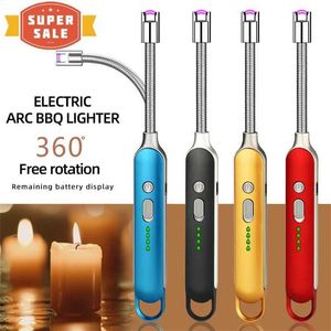 Aanstekers Hot Sale USB elektrische oplaadbare keuken lange aansteker Geschikt voor kachelontsteking Winddicht LED Plasmaboog Vlamloos