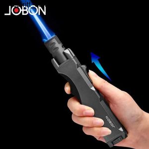 Lighters Jobon Outdoor Camping Metal Butane Lampe à gaz Blue Flame Torch Turbo Jet 360 Utiliser le pistolet Barbecue Barbecue Cigar Lamp Mens Tool S24513