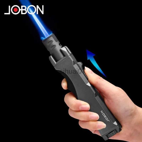 Encendedores Jobon Camping al aire libre Metal Butano Gas Encendedor Llama Azul Antorcha Turbo Jet 360 Uso Pistola de pulverización BBQ Encendedor de cigarros Herramientas para hombres 240325