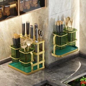Briquets organisateur de couverts de cuisine multifonctionnel comptoir de cuisine rangement baguettes porte-vaisselle panier porte-éponge pour la cuisine