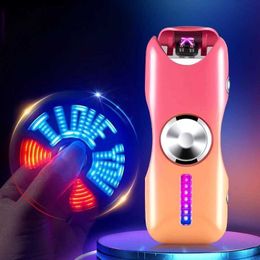 Aanstekers Metaal Elektrische dubbele boog Vlamloze aansteker Winddicht Plasma USB Oplaadbaar Creatieve Fidget Spinner met LED-verlichting