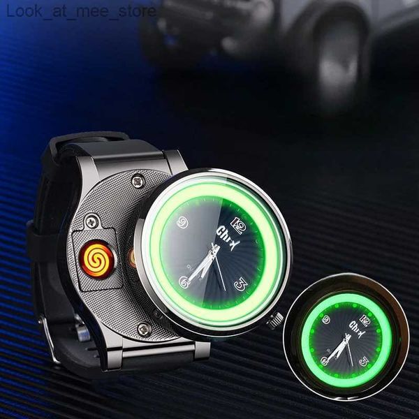 Encendedores Multifuncional Real Watch USB Carga Luz Brújula COB Luz Filamento de tungsteno Encendido Accesorio para fumar Q240305