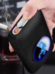 Briquets nouvelle boîte à cigares lumière de cigare USB lumière de charge 19 Pack boîte de rangement de cigares coupe-vent lumière cadeau pour hommes Q240305
