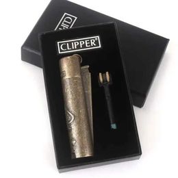 Aanstekers Nieuwe Clipper Spades Een Metalen Vuurloze Butaan Geen Gas Jet Aansteker Draagbare Slijpschijf Vuursteen Opblaasbare Mannen gift