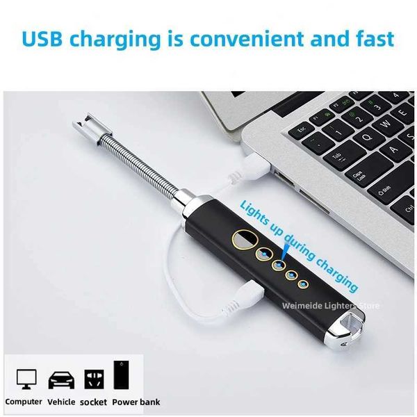 Briquets nouveau chargeur USB étendu double Arc allumeur cuisine pas de cuisinière à gaz moustique encens impulsion mode briquet cadeau pour hommes