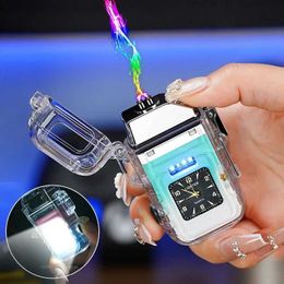 Aanstekers Nieuwe Outdoor Draagbare Sigarettenaansteker Waterdicht Horloge Winddicht USB Plasma Oplaadbaar Herencadeau