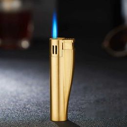 Encendedores Nuevo Retro Portátil A prueba de viento Encendedor Butano Sin GasTurbo Jet Antorcha Metal Cigarrillo Gadget Regalo para hombres Quemador para acampar al aire libre