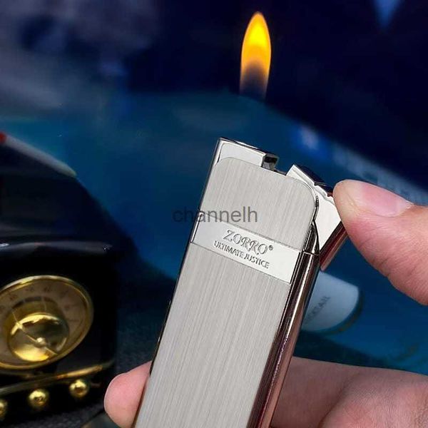 Briquets nouveau briquet à gaz mince Portable Compact une touche allumage métal Butane briquet hommes femmes fumer cadeaux YQ240222