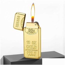 Lighters Novelty Gold Brick Brick Bricter Fumer Fumery Accessories Fold Torch Boulane Flint Flint Flame ouverte Flame PD3KNO DRO DHIMX