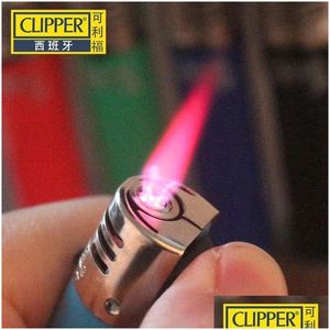 Lighters Original Nylon Clipper Torche plus léger à flamme droite à gaz Butane Cigarette Cigarette Fume à jet gonflable Portable Portable Windpro Dhxjf