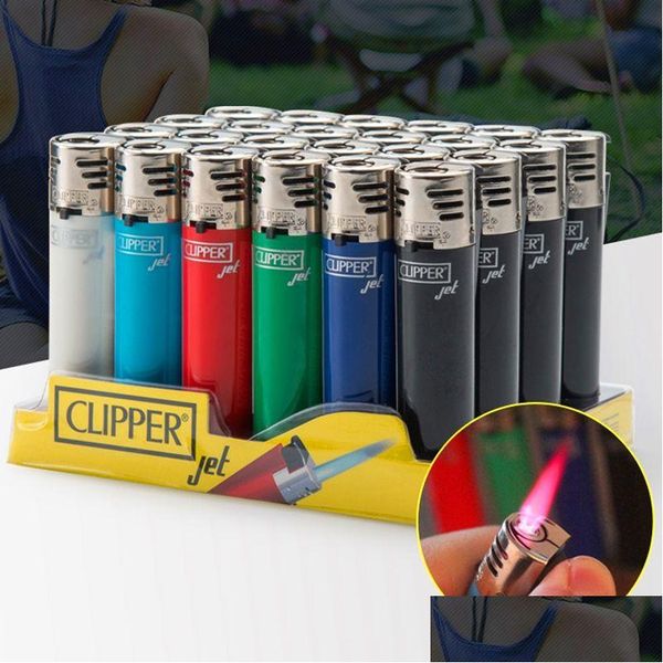 Lighters Original Nylon Clipper Torche plus léger à flamme droite à gaz Butane Cigarette Cigarette Fume à jet gonflable Portable Portable Windp Dhkoj