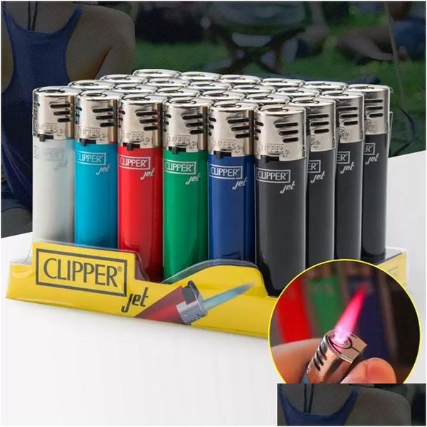 Encendedores Original Nylon Clipper Antorcha Encendedor Llama roja Jet Encendedores Gas Butano Cigarrillo Pipa Fumar Recarga Portátil A prueba de viento Todo Dhokn