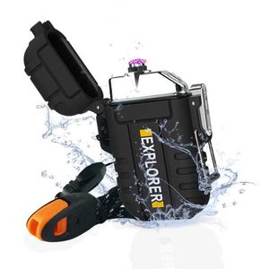 Aanstekers Draagbare waterdichte dubbele boog elektrische USB-aansteker Outdoor Camping Winddicht Plasma Pulse Vlamloze Survival Tool