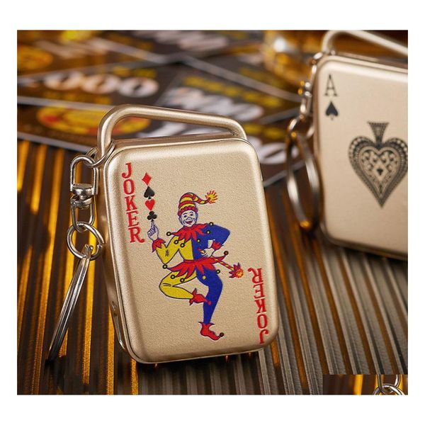 Briquets Le dernier porte-clés de 108 mm Briquet Poker Mahjong Chart Charge USB Une variété de styles au choix Support Logo personnalisé D Dh7On