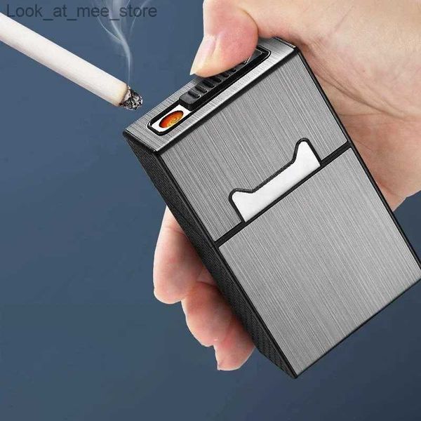 Briquets La nouvelle boîte à cigares design avec boîte de rangement de type cigarette à manteau plus léger peut accueillir 20 cigares briquets USB durables Q240305