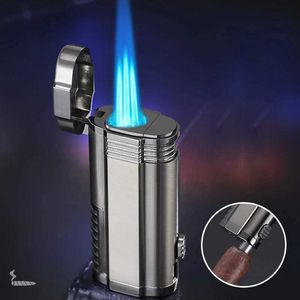 Encendedores Triple Antorcha Butano No GasTurbine Jet Encendedor Cigarro Perforación Metal Al aire libre A prueba de viento Cigarrillo Camping Cocina Hombre Regalo