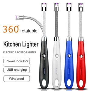 Aanstekers USB ARC Pulse Ignitor Keuken Kaars Geen gasfornuis Ontsteking Gereedschap 360 graden slang Oplaadbaar Draagbaar Buiten BBQ Elektrische aansteker LT9P