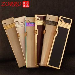 Briquets Zorro métal mince bande meule kérosène briquet exquis mini portable cuivre pur coupe-vent cadeau de fumer pour hommes