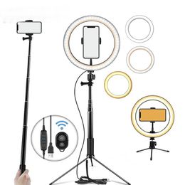 Éclairage 10 pouces 26 cm Selfie LED Ring Light avec trépied pour le maquillage en direct Streaming vidéo Youtube lampe à intensité variable pour la photographie