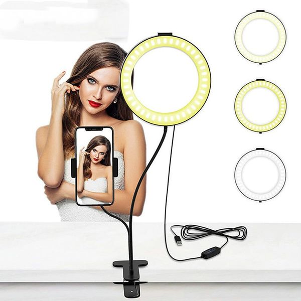 Iluminación 16CM anillo de luz LED Selfie fotografía para maquillaje YouTube Video transmisión en vivo para soporte de microteléfono luces de belleza de escritorio