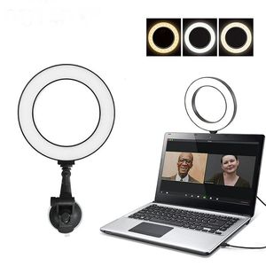Anneau lumineux LED portable de 20cm, éclairage annulaire pour Selfie, vidéo, conférence, avec ventouse, ordinateur portable, remplissage en Streaming en direct