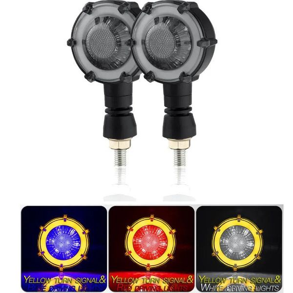 Éclairage 2pcs LED Moto Clignotants Rond Mode Rotatif Ampoule Lampe de Direction Modifiée Accessoires Moto Clignotant Lumière