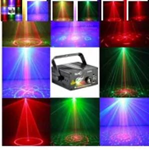 Verlichtingsvrije verzending, 3 lens 40 patronen Hot Black Mini Projector Red Green Blue DJ Disco Light Stage Xmas Party Laser Lighting Show 110