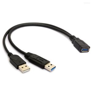 Verlichtingsaccessoires 0,3 MUSB 3.0 Vrouw tot dubbele USB mannelijke extra vermogensgegevens Y Extension Splitter Cable Sync Adapter