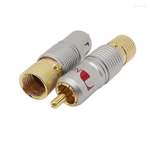 Accessoires d'éclairage 1/2 pièces plaqué or prise RCA verrouillage sans soudure haut-parleur Audio terminal mâle câble coaxial connecteur adaptateur de prise