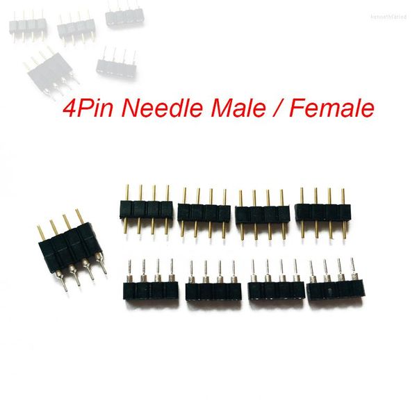 Accessoires d'éclairage 100/1000 pièces Double 4Pin aiguille connecteur RGB mâle femelle Type pour 3528 LED bande bricolage petite pièce