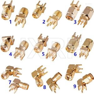 Accesorios de iluminación, 10 Uds., adaptador de enchufe macho SMA hembra, borde de soldadura PCB, montaje recto en ángulo recto, conector de cobre RF