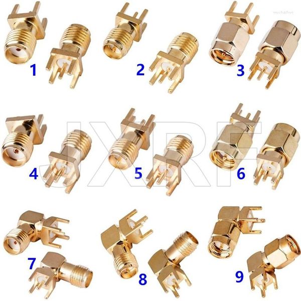 Accesorios de iluminación 10 Uds SMA hembra Jack macho adaptador de enchufe borde de soldadura PCB montaje en ángulo recto conector de cobre RF Socket202u