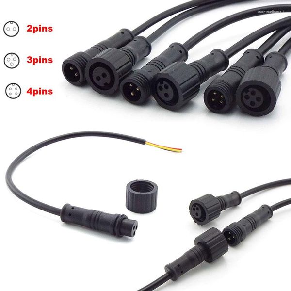 Accesorios de iluminación 2 3 4 pines IP65 Cable enchufe para tiras LED conector macho y hembra 20cm conector de longitud Cable de cabeza de tamaño pequeño 500V 3A