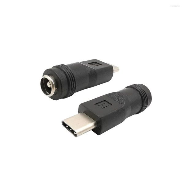 Accessoires d'éclairage 2/5 pièces 5,5 x 2,1 mm femelle à type C mâle adaptateur CC USB-C 5,5 x 2,1 connecteur pour ordinateur portable prise de charge noir