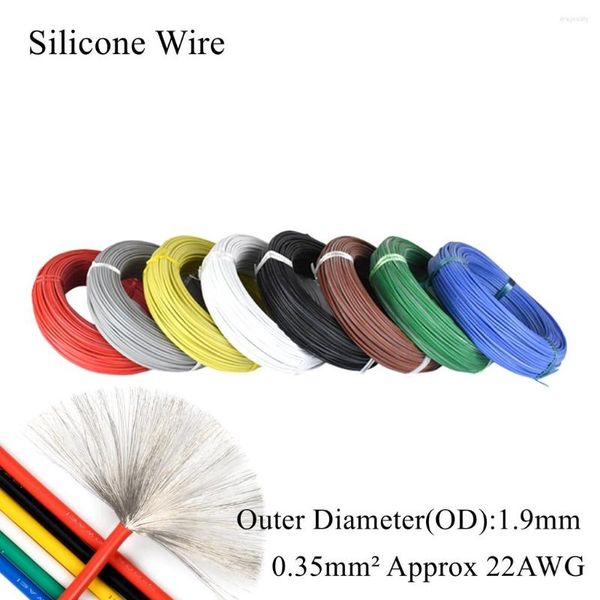 Accessoires d'éclairage 22AWG 0,35 mm AGR Fil de silicone Câble électrique en cuivre plaqué étamé isolé en caoutchouc résistant à la chaleur à haute température