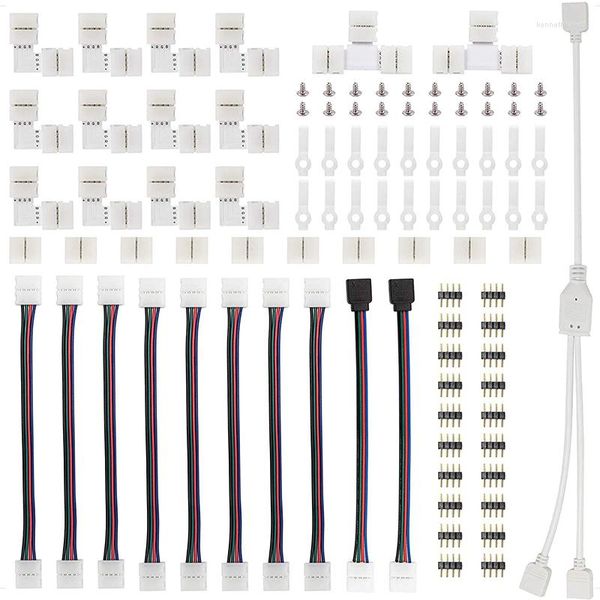 Accesorios de iluminación, conector de 4 pines, empalme de Terminal de 10mm, tira de luces LED RGB en forma de L, Kit de adaptador de barra de luz para cable de puente