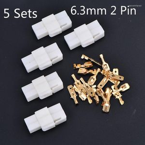 Verlichtingsaccessoires 5 Sets 6,3 mm 2 Pin Elektrische draadconnector Mannelijke vrouwelijke kabelaansluiting Kits Motorfiets Ebike auto