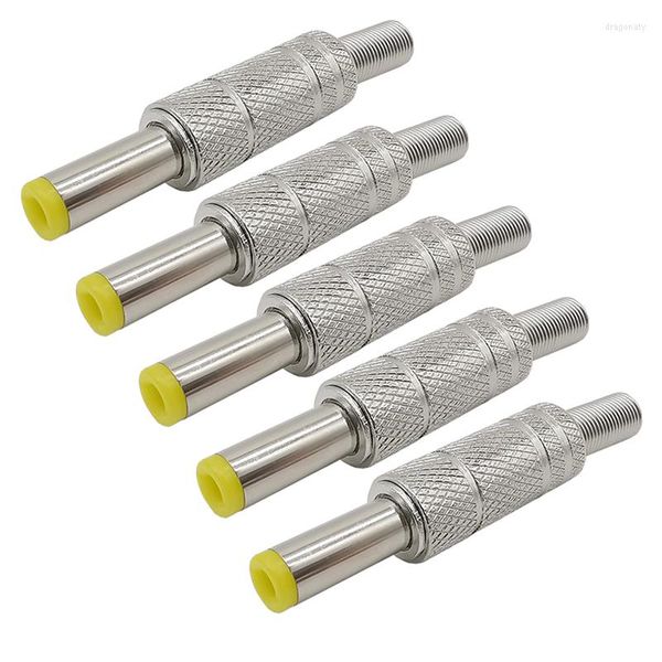 Accessoires d'éclairage 5 pièces en métal 5.5X2.1mm/2.5mm prise mâle d'alimentation cc avec adaptateur de connecteur à ressort tête jaune 2.1/5.5