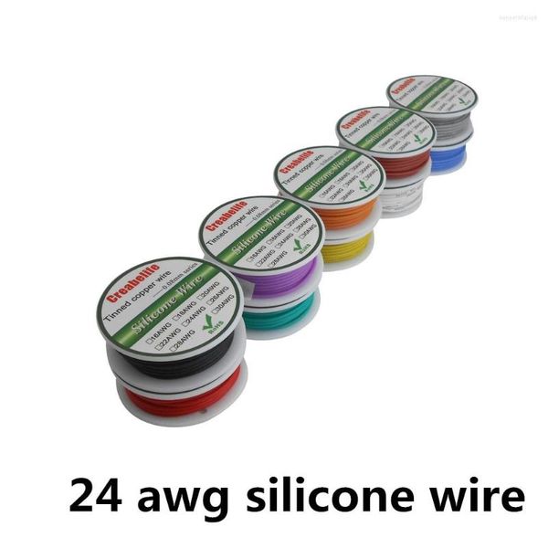 Accesorios de iluminación 6m 24 AWG Cable de silicona flexible Cable de línea RC OD 1,6 mm con 10 colores para seleccionar carrete de cobre estañado eléctrico