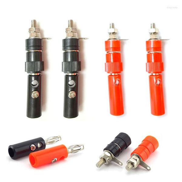 Accesorios de iluminación, 8 Uds., 4mm, tornillo de altavoz, conectores tipo Banana, terminales de poste de encuadernación sin soldadura, conector DIY negro y rojo